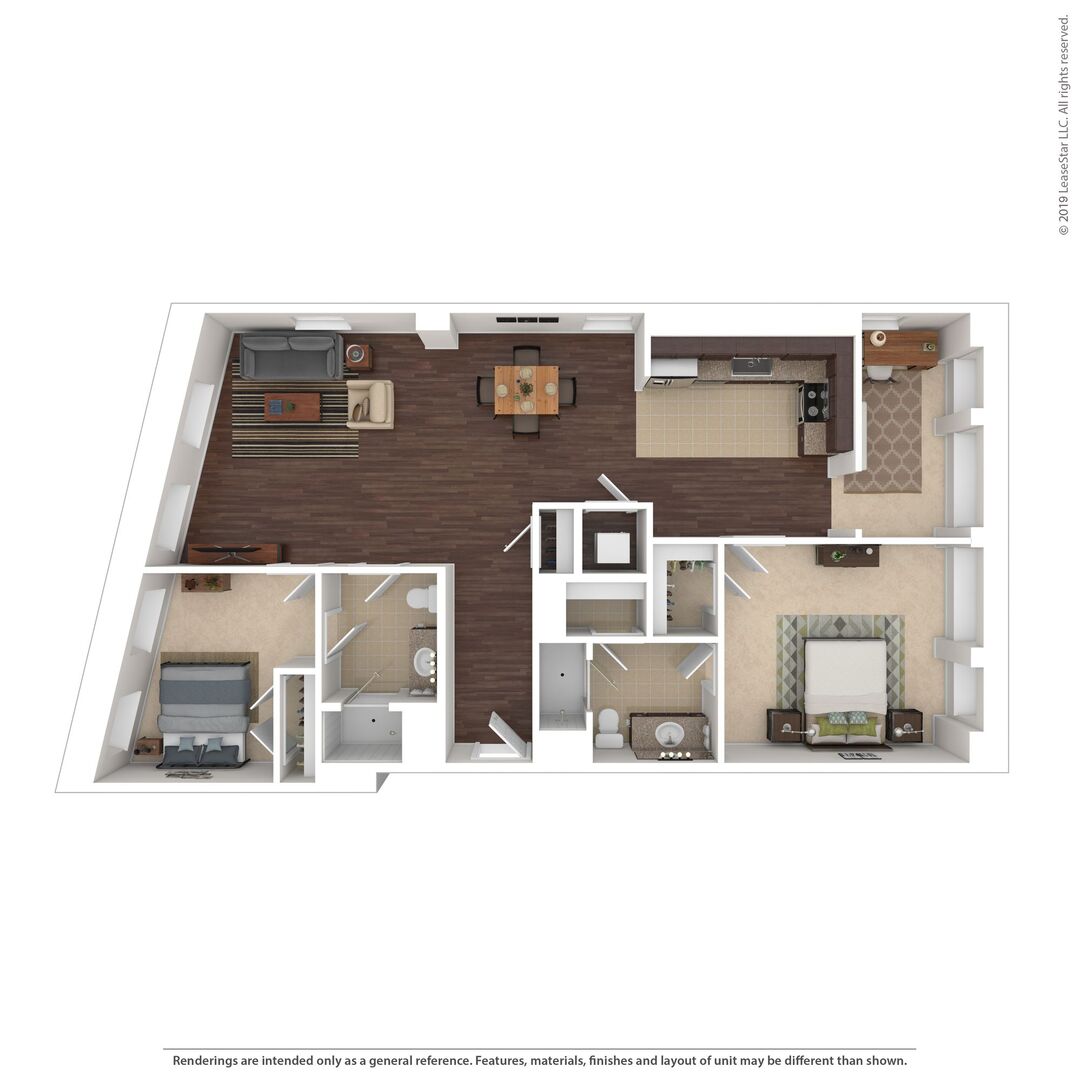 Two Bed Two Bath Den floor plan