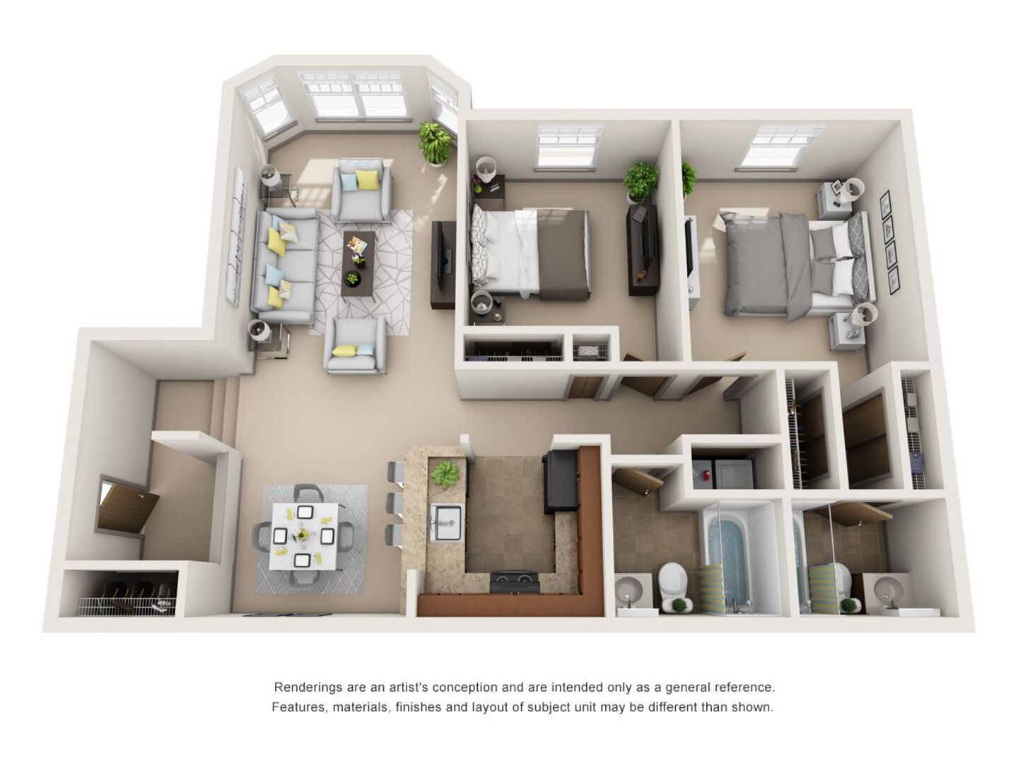 2 Bedroom with Foyer floor plan