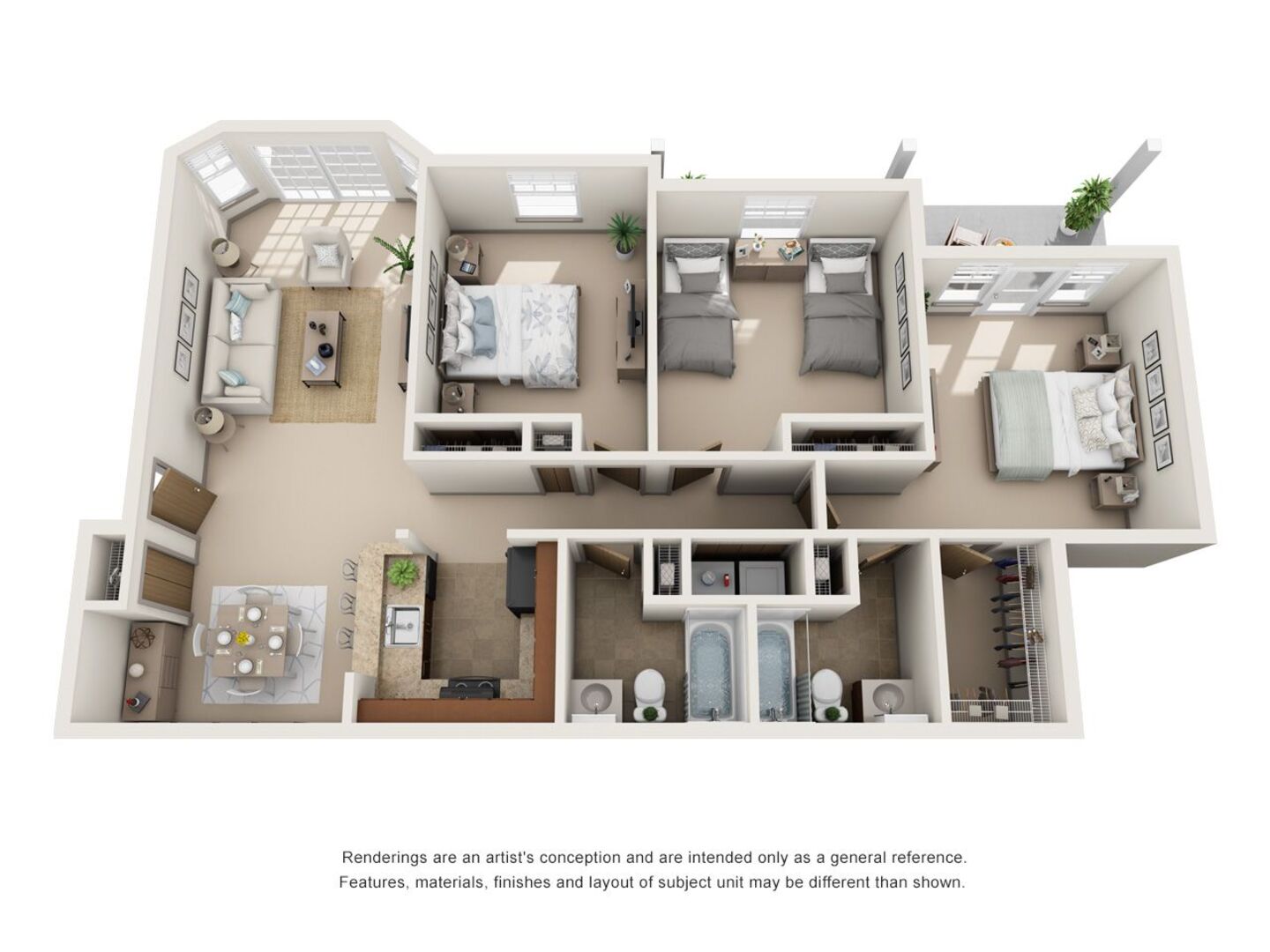 3 Bedroom Flat floor plan