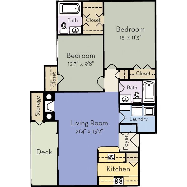 Two Bedroom Deluxe floor plan