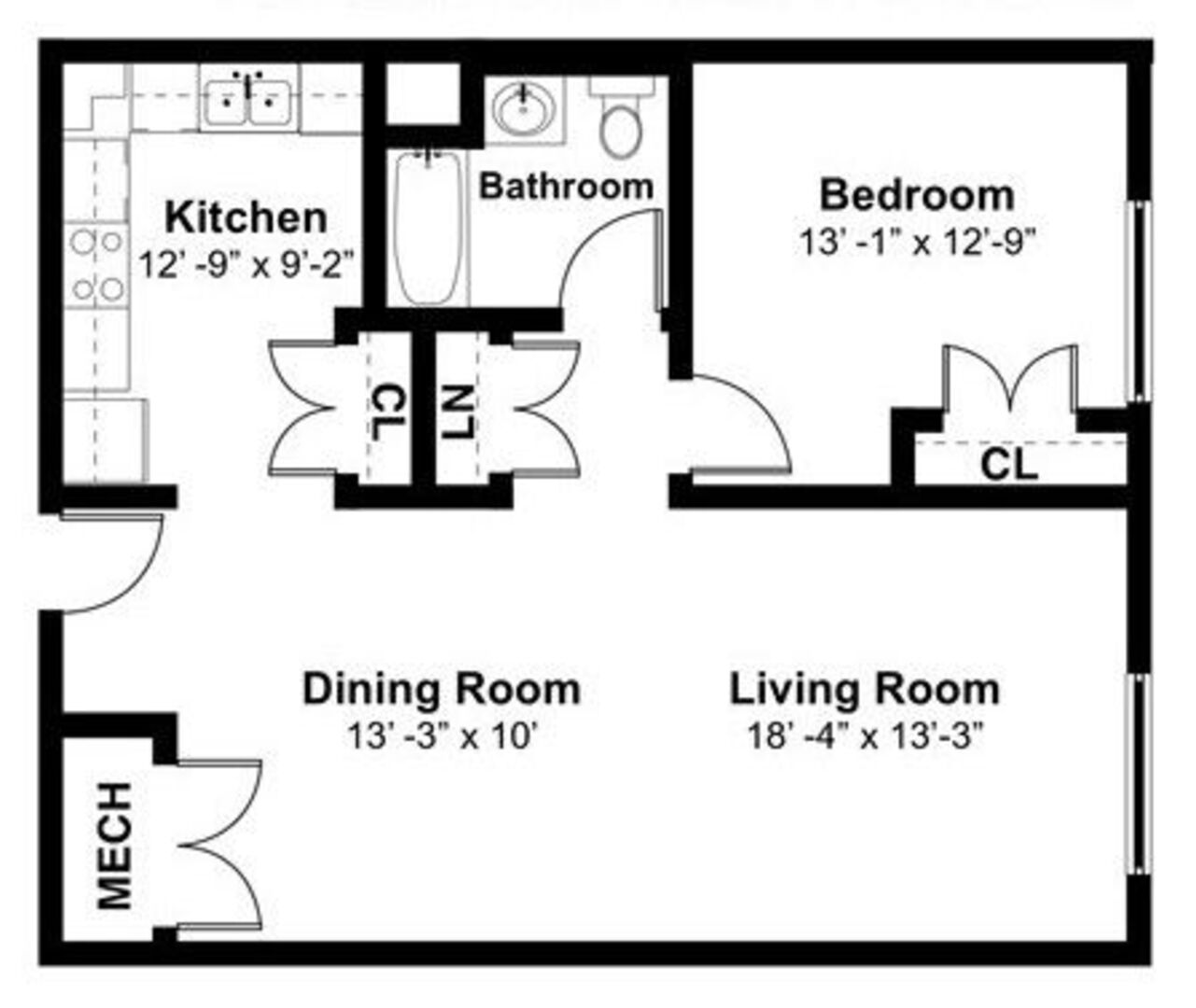 1 Bedroom floor plan