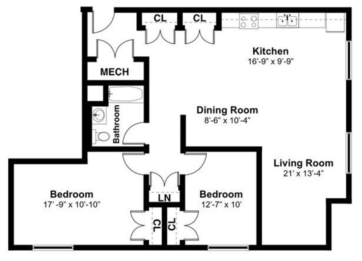 2 Bedroom floor plan