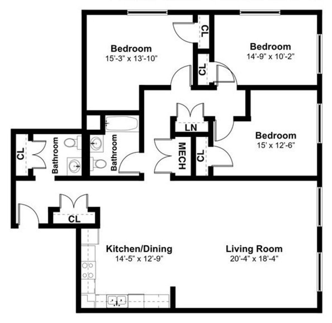 3 Bedroom floor plan