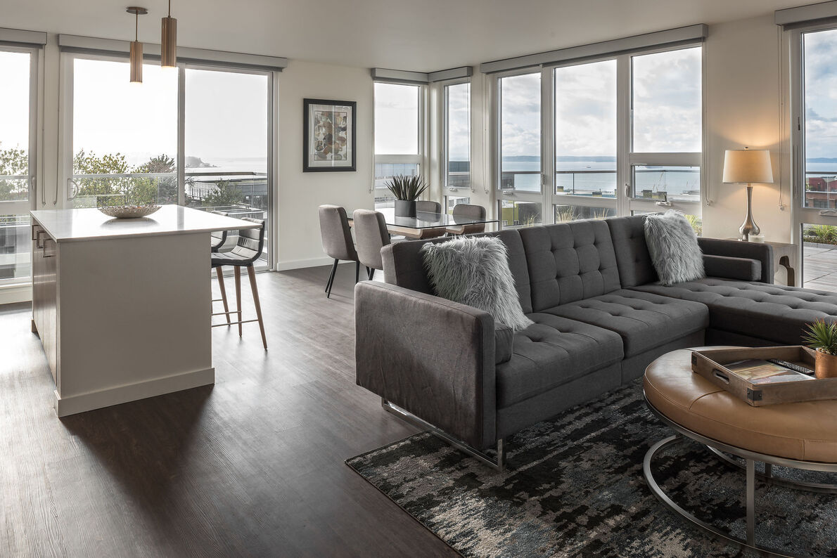 Living room and kitchen