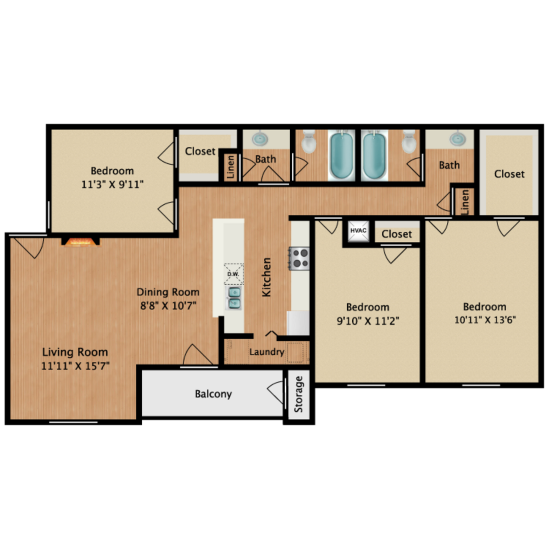 3 Bedroom Apartment – 2751 FM 518 RD E #1201, League City, TX 77573