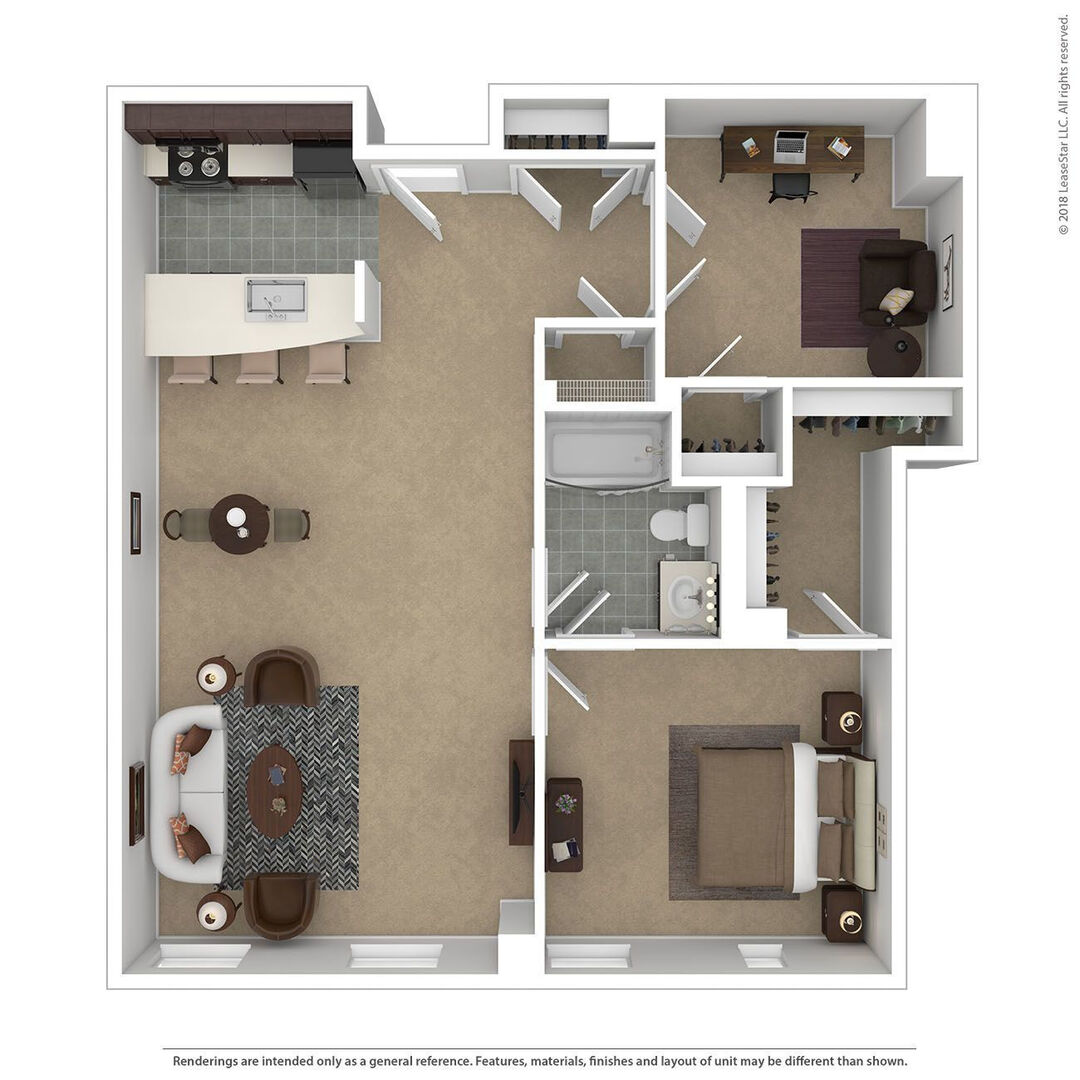 One Bedroom plus Den floor plan