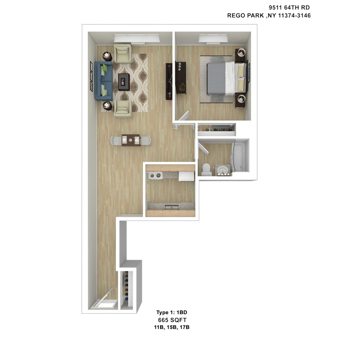 1 Bedroom Apartment – 95-11, 15, 17, 19 64 Road #B, Rego Park, NY 11374