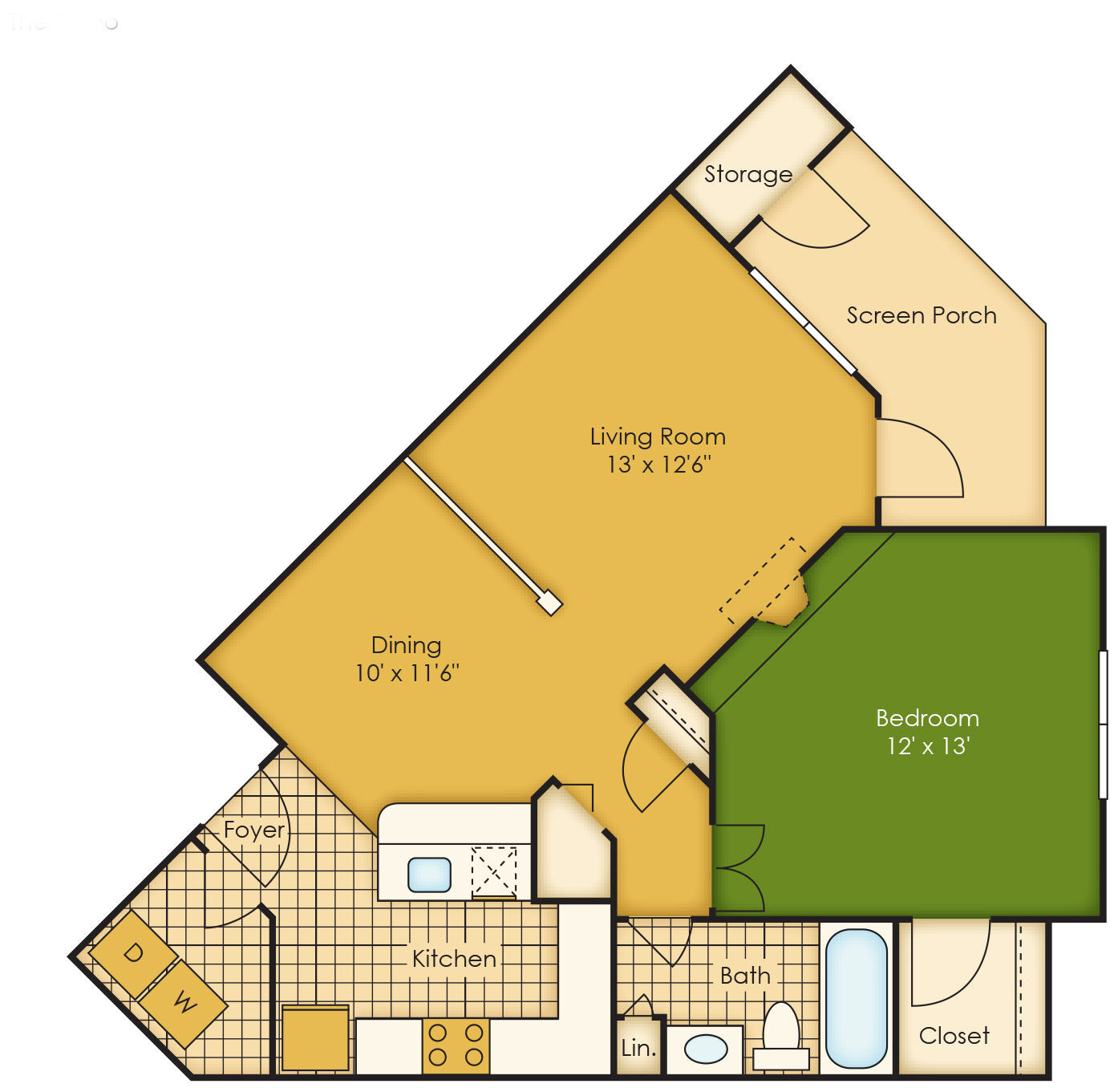 1X1B floor plan