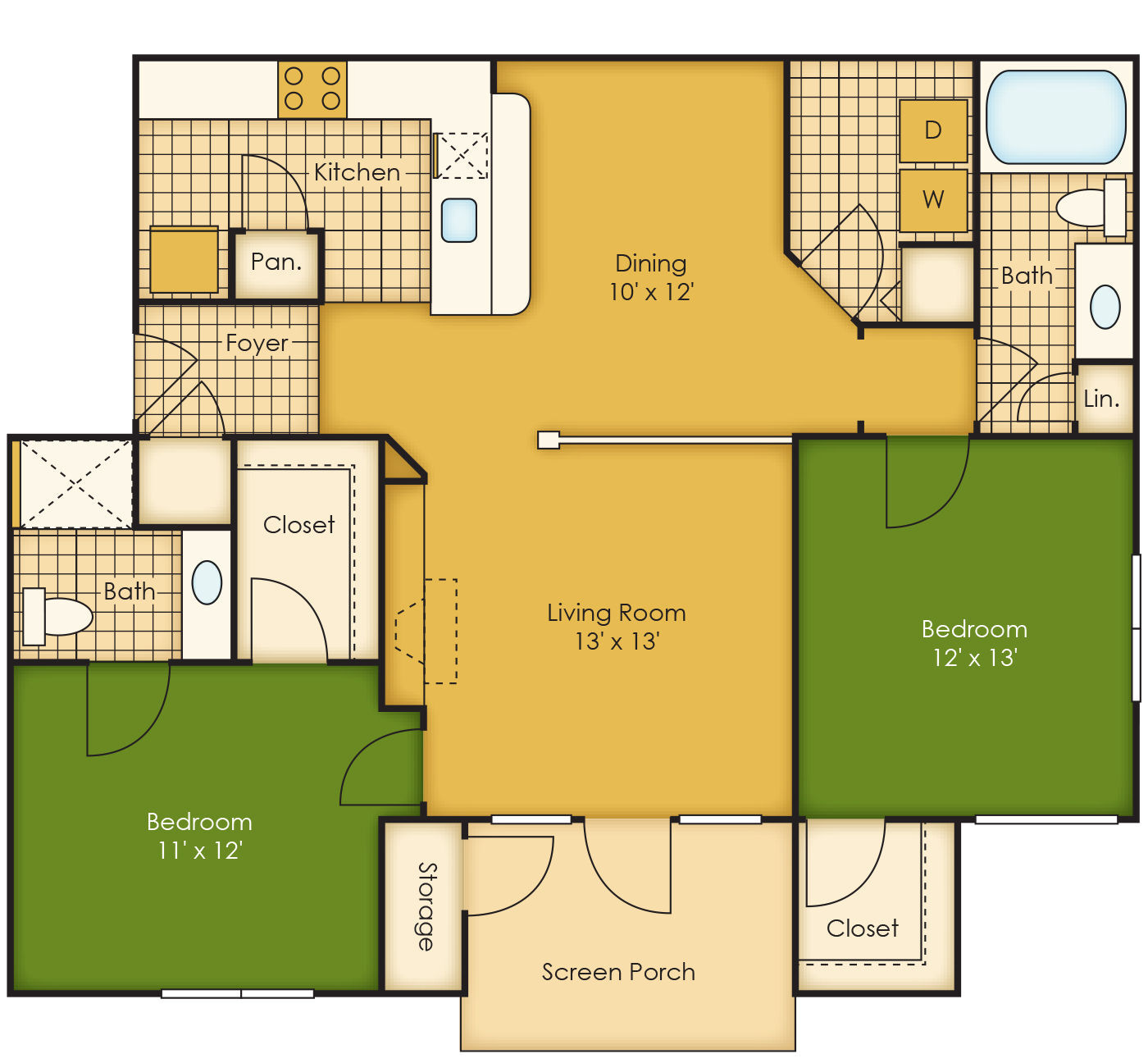 2X2B floor plan