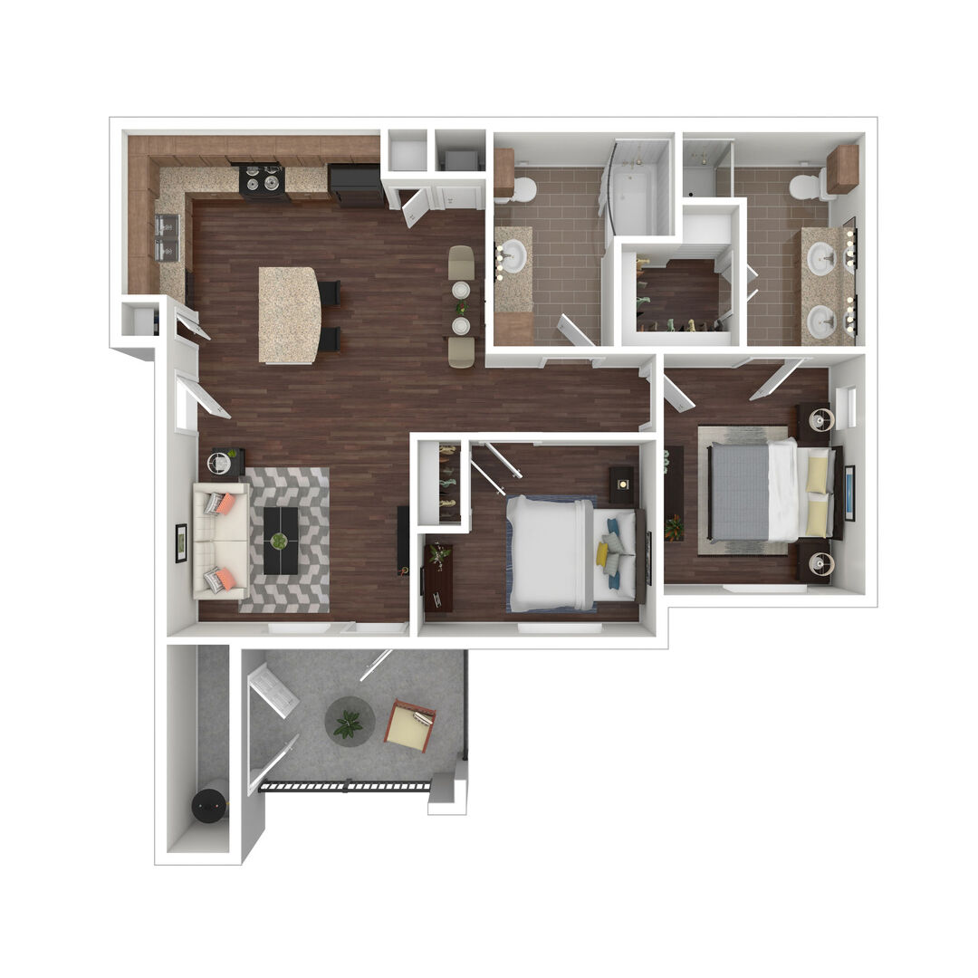 2 Bedrooms floor plan
