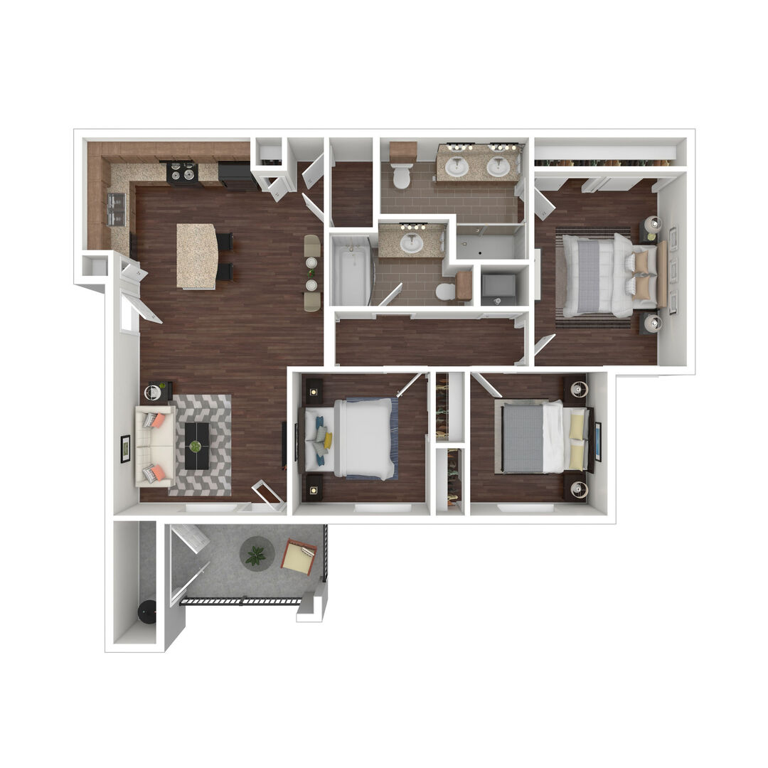 3 Bedrooms floor plan